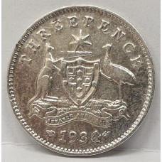 AUSTRALIA 1934/3 . THREEPENCE . VARIETY . OVERDATE . SCARCE